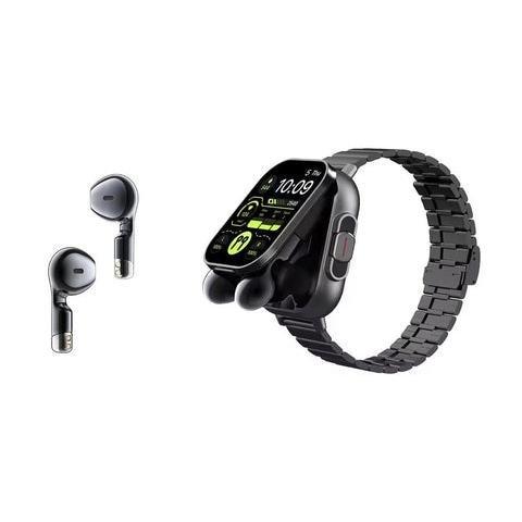 2 in 1 Smartwatch & Earpods - Rectangular Design, Unisex, iOS Compatible, Water-Resistant, Bluetooth Connectivity, Music Player, Multi-Sports, Casual Wearable Gadgets