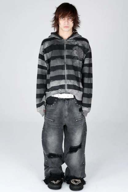 Striped Zip Hoodie