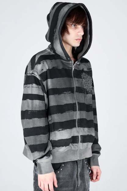 Striped Zip Hoodie