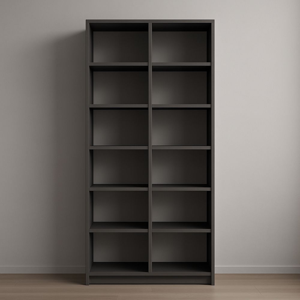 Drewniany regał czarny 80x180 cm z 10 półkami