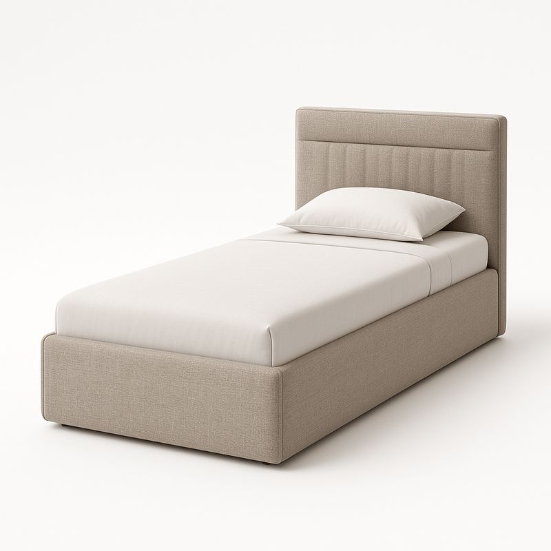 Łóżko jednoosobowe tapicerowane beżowe 90x200 cm