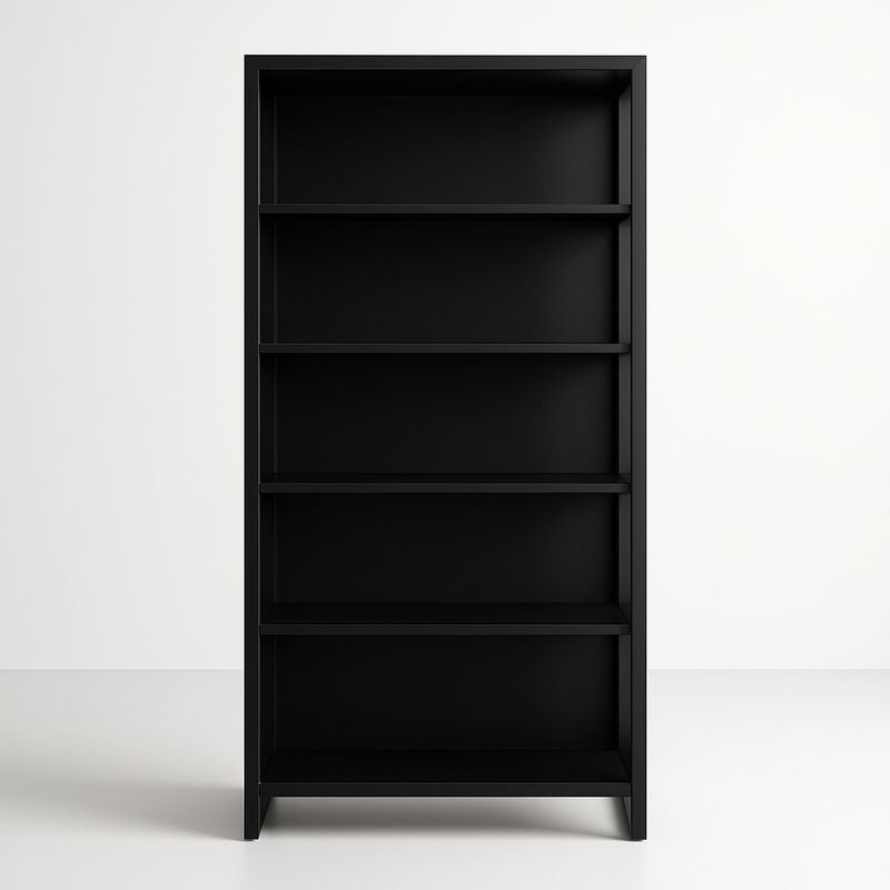 Regał książkowy czarny 5 półek MDF 120x80x30 cm