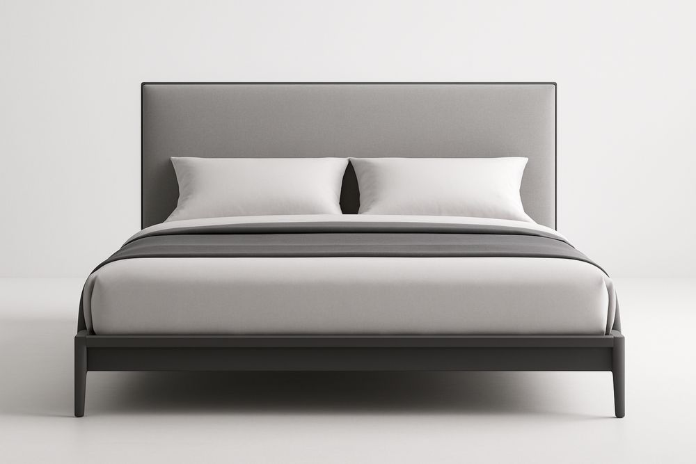 Łóżko tapicerowane stalowo-drewniane szare 200x160 (dł.×szer.)cm