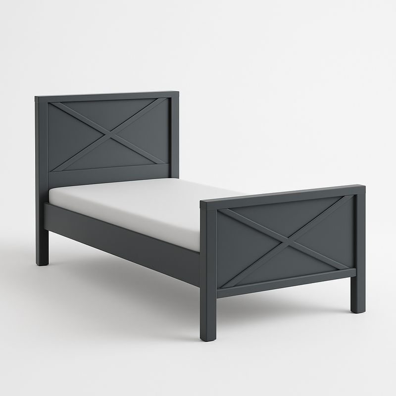 Łóżko pojedyncze drewniane antracytowe 200x90 cm