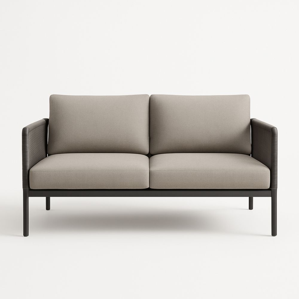 Dwuosobowa sofa z aluminium i tkaniny poliestrowej szara 150cm