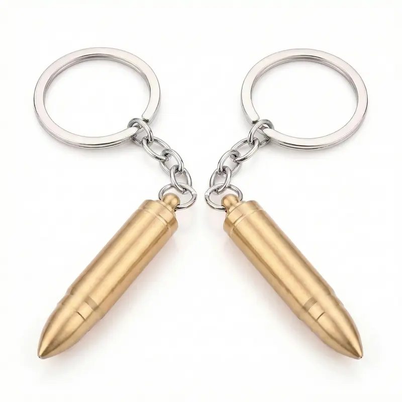 Army Style Metallic Bullet Keychain, Tactical Military Design - Perfect for Car Mirror/Backpack Decoration & Unique Holiday Gift