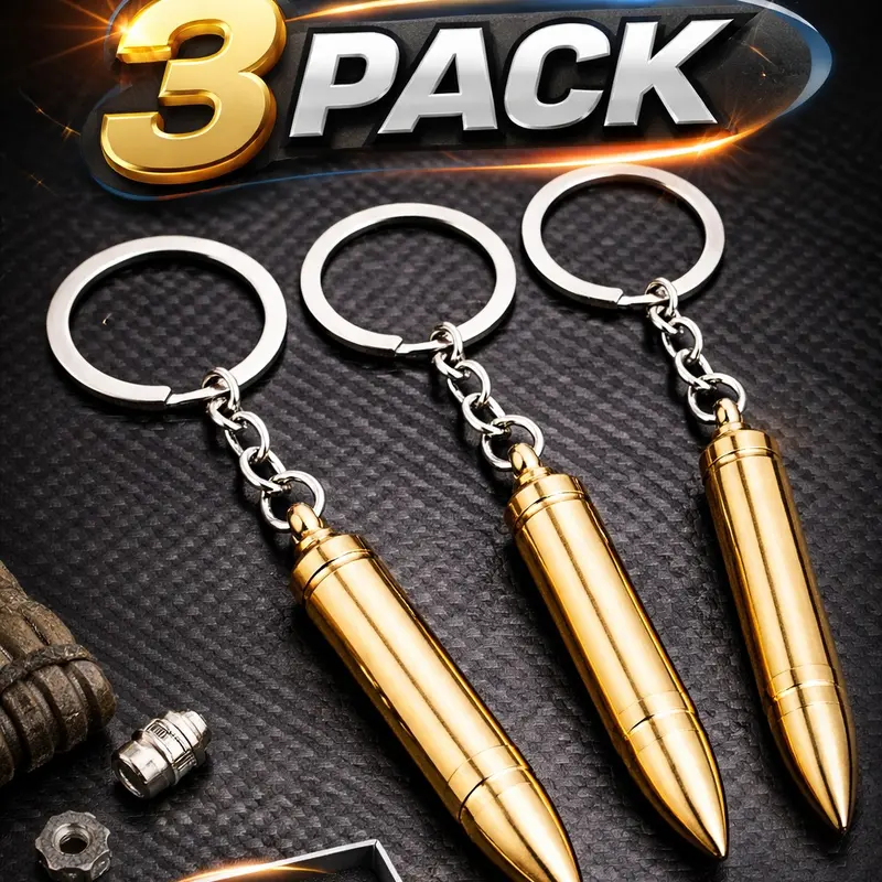 Army Style Metallic Bullet Keychain, Tactical Military Design - Perfect for Car Mirror/Backpack Decoration & Unique Holiday Gift