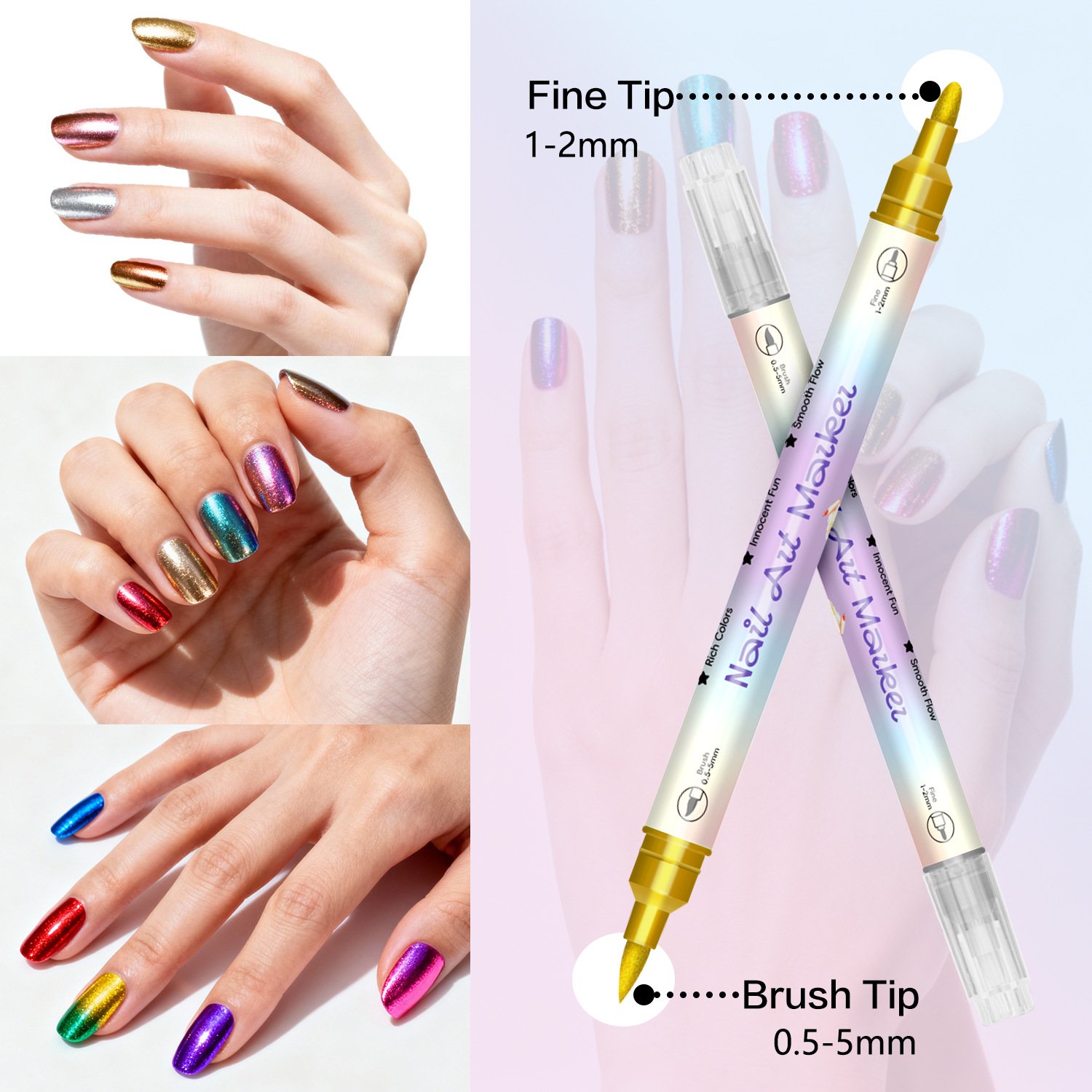 🔥LAST DAY 70% OFF -😍12/24 Colors Nail Art Pens – DIY 3D Markers for Drawing, Dotting & Manicure