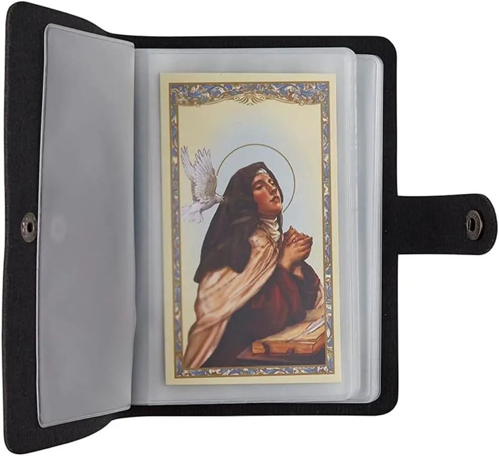 🔥 Last Day 70% OFF ✝️ Catholic PU+PVC Leather Holy Card Holder – Pocket Prayer Card Organizer with Snap Closure