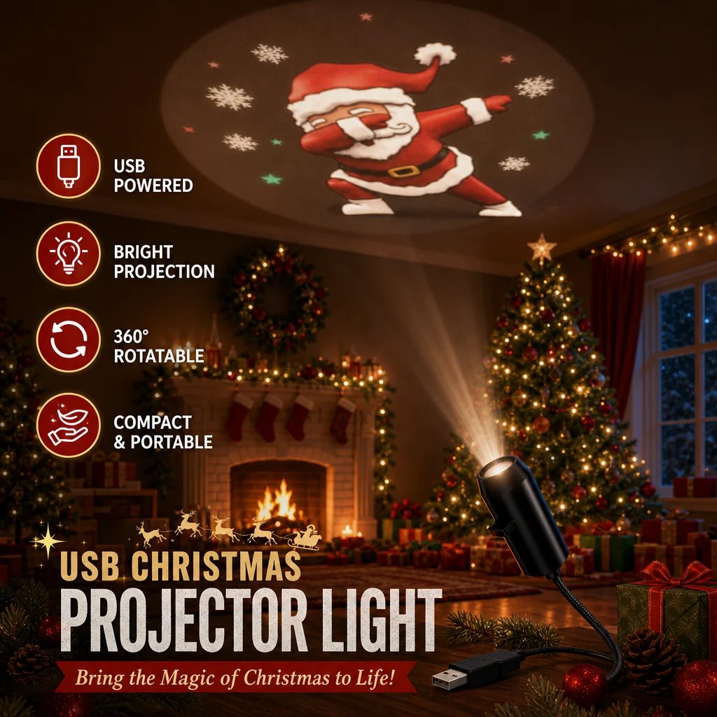 🔥 Last Day 70% OFF 🎄 – Plug-&-Play HD Christmas Projector – 6 or 10 Festive Scenes