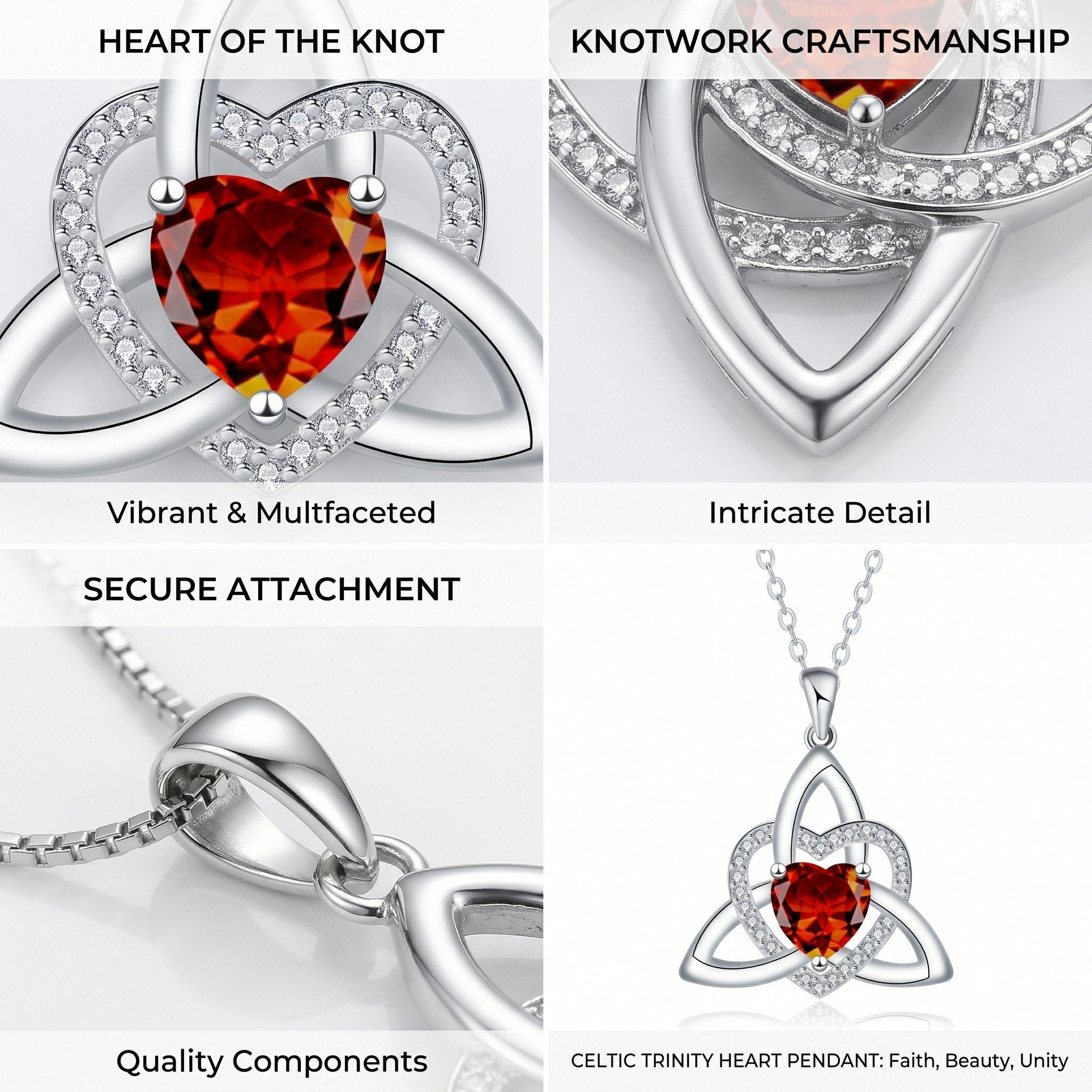 🔥 Last Day 70% OFF🔥Birthstone Celtic Trinity Knot Heart Necklace✨ Heart Shape Celtic Trinity Knot Birthstone Pendant