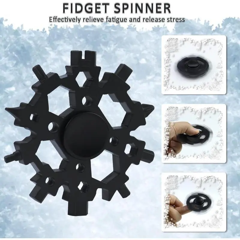 23-in-1 Snowflake Spinner Wrench – Multi-Tool with Screwdrivers, Bottle Opener & Stress Relieving Fidget Toy.