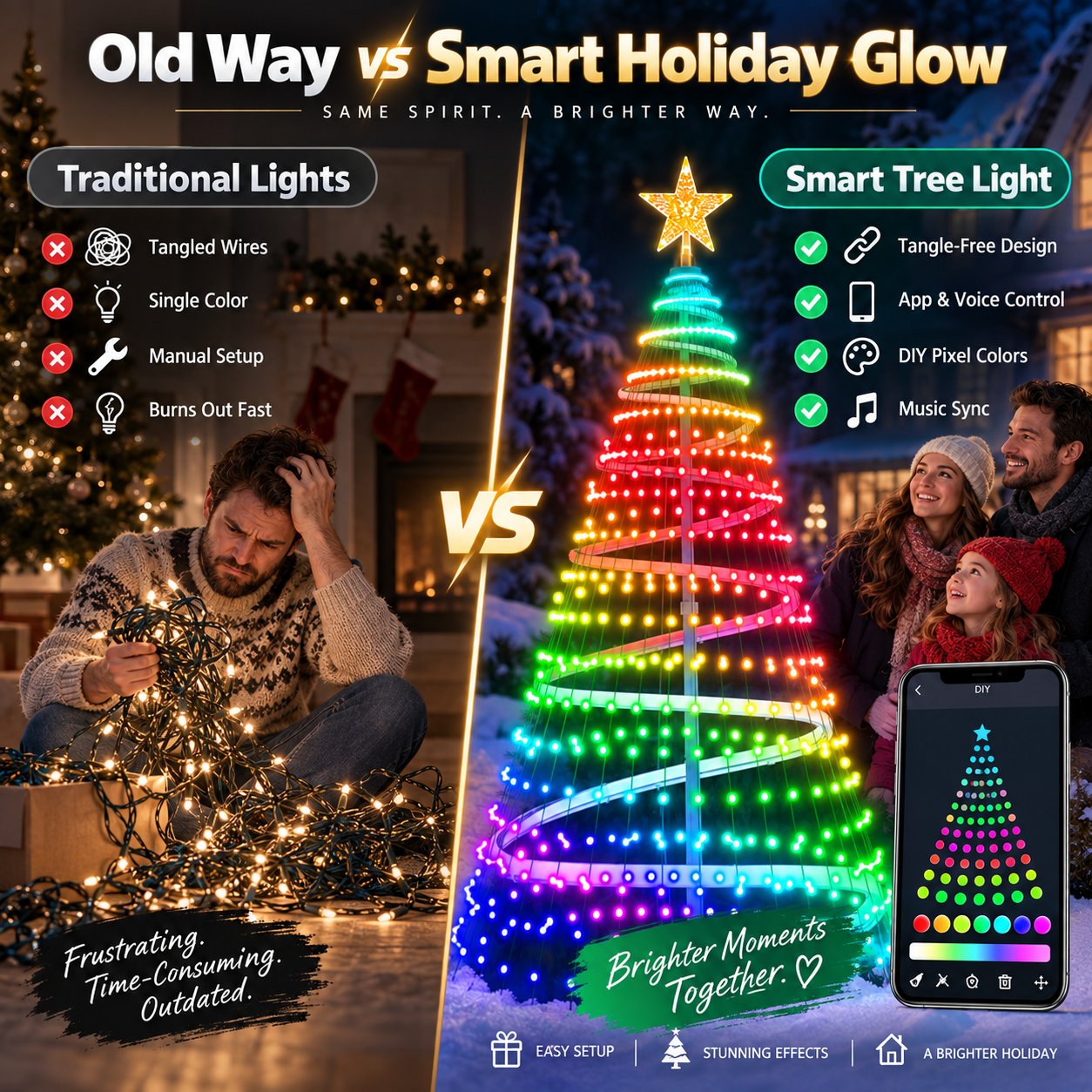 🔥Last Day 70% OFF - 🎄Smart Christmas Tree Lights | Zero Tangling, Infinite Colors ✨