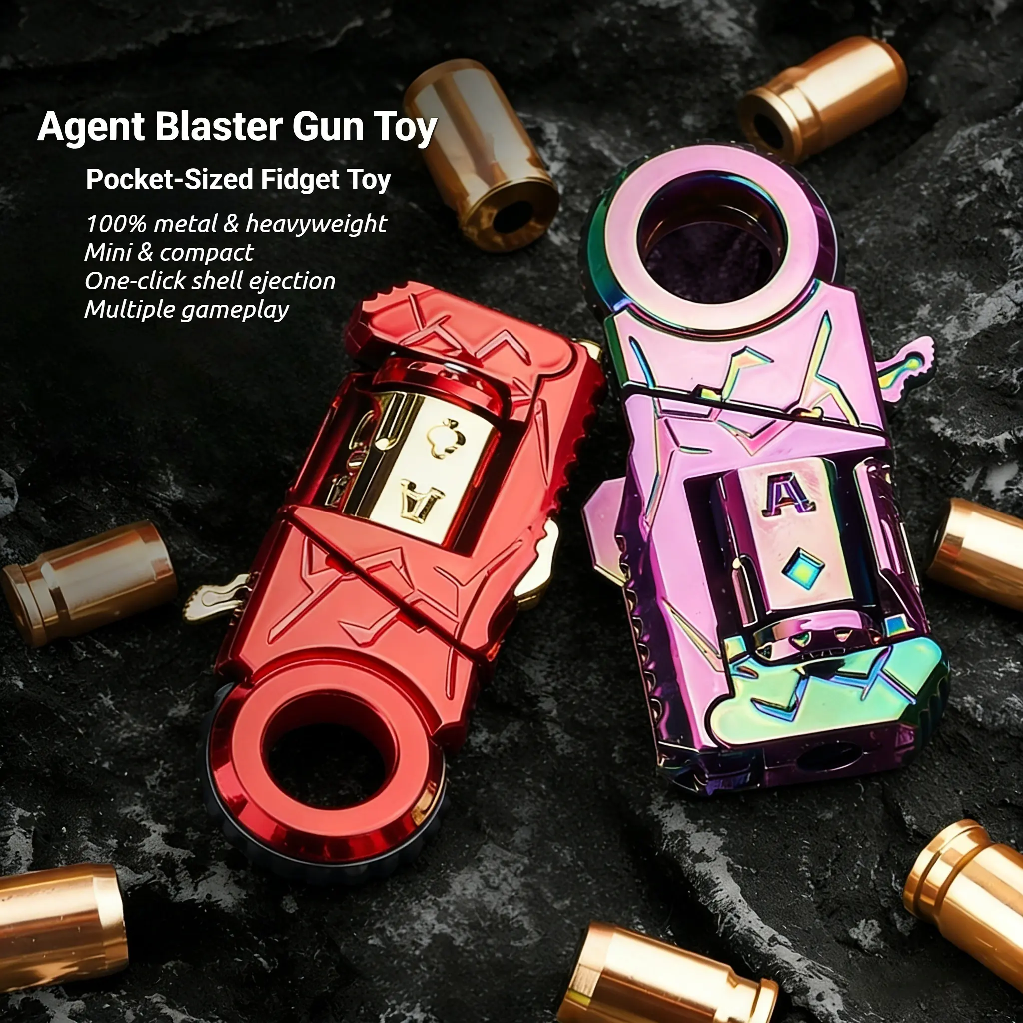 7 In 1 Agent Metal Fidget Blaster Heavyweight Pocket Toy Viral Fidget Toy, ADHD Tool, Asmr Toy, Ideal Gifts And Collections, Multiple Gameplay, Smooth Bearing