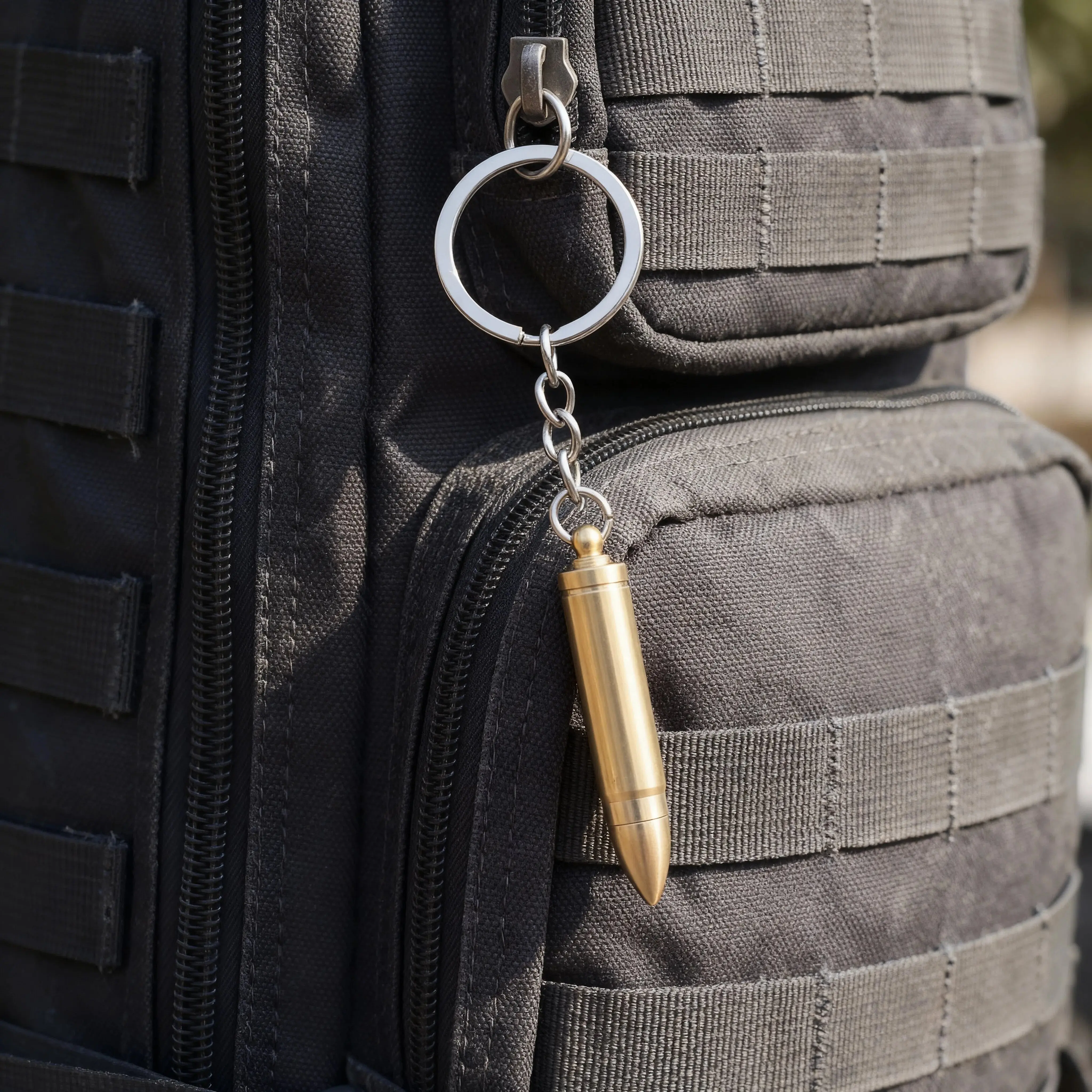 Army Style Metallic Bullet Keychain, Tactical Military Design - Perfect for Car Mirror/Backpack Decoration & Unique Holiday Gift
