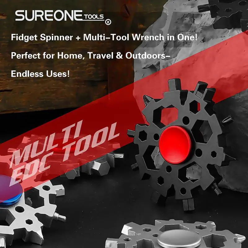 23-in-1 Snowflake Spinner Wrench – Multi-Tool with Screwdrivers, Bottle Opener & Stress Relieving Fidget Toy.