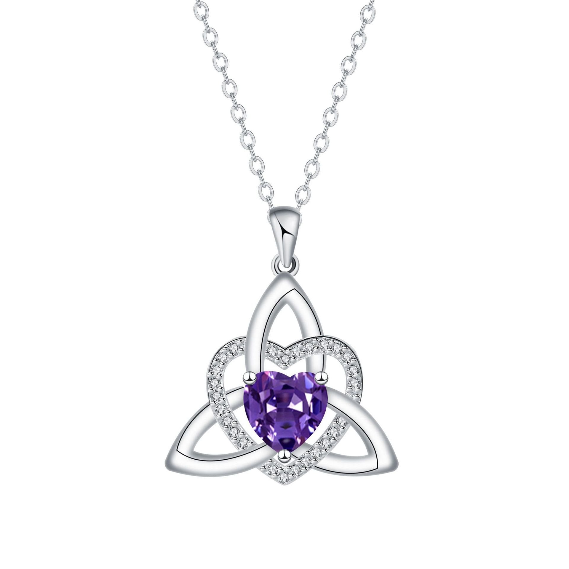 🔥 Last Day 70% OFF🔥Birthstone Celtic Trinity Knot Heart Necklace✨ Heart Shape Celtic Trinity Knot Birthstone Pendant