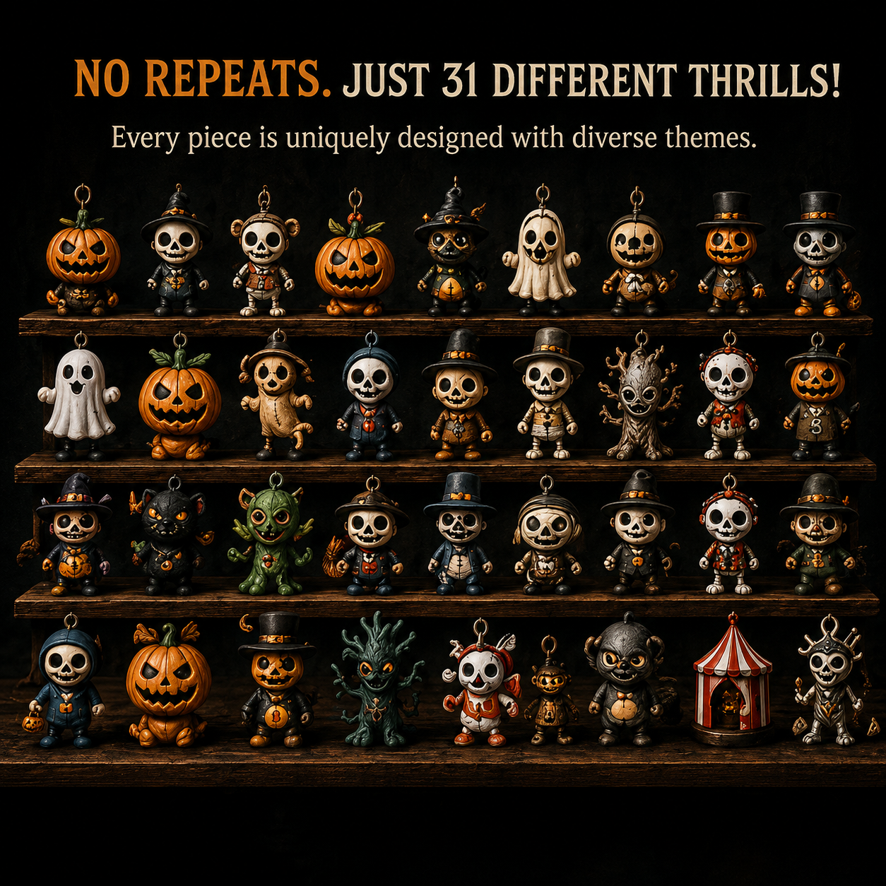 🔥 Last Day 70% OFF  🎃 Nights of Fright Halloween Countdown Box | Unique Mini Figurines, Hanging Charms & Spooky Collectibles 👻✨