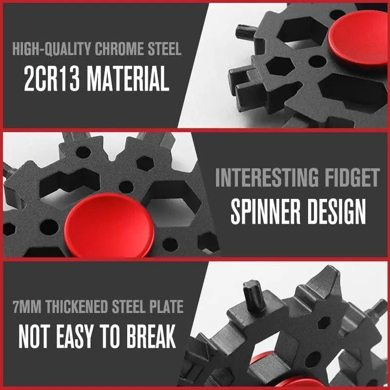 23-in-1 Snowflake Spinner Wrench – Multi-Tool with Screwdrivers, Bottle Opener & Stress Relieving Fidget Toy.