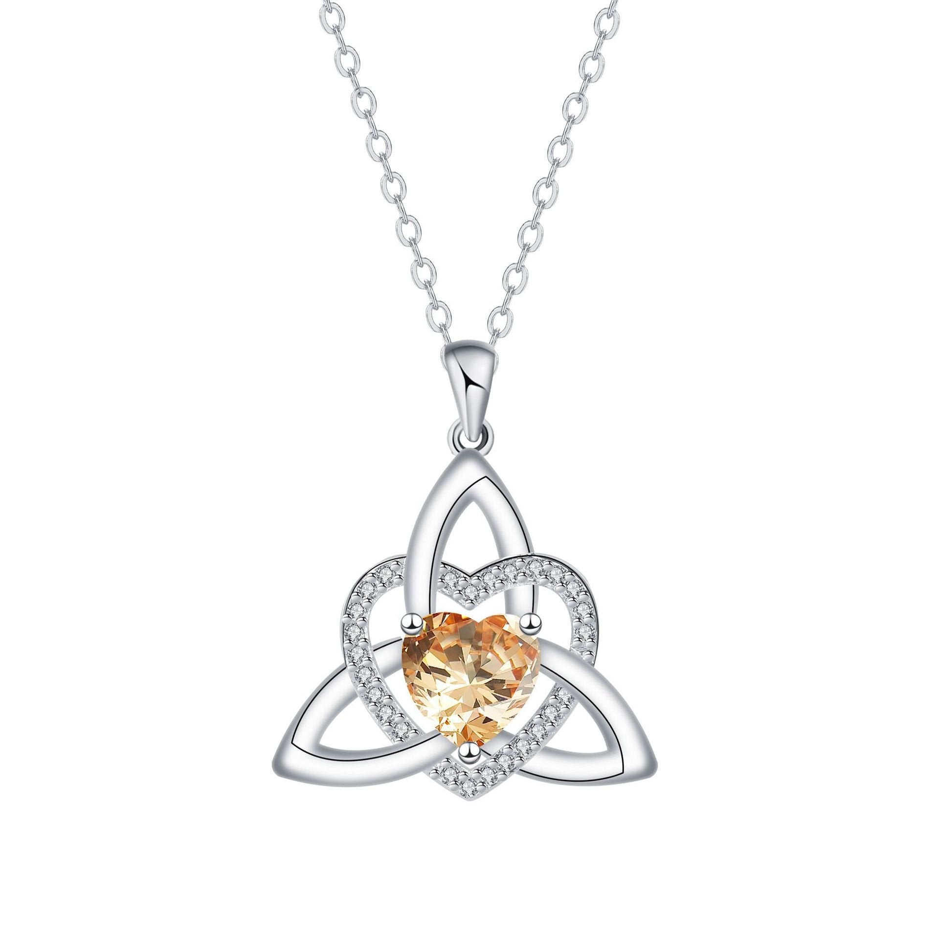 🔥 Last Day 70% OFF🔥Birthstone Celtic Trinity Knot Heart Necklace✨ Heart Shape Celtic Trinity Knot Birthstone Pendant