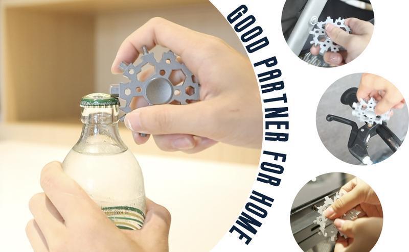 23-in-1 Snowflake Spinner Wrench &ndash; Multi-Tool with Screwdrivers, Bottle Opener & Stress Relieving Fidget Toy.