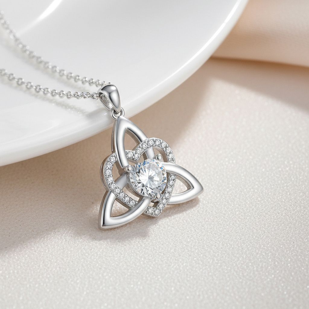 🔥 Last Day 70% OFF🔥Birthstone Celtic Trinity Knot Heart Necklace✨ Heart Shape Celtic Trinity Knot Birthstone Pendant