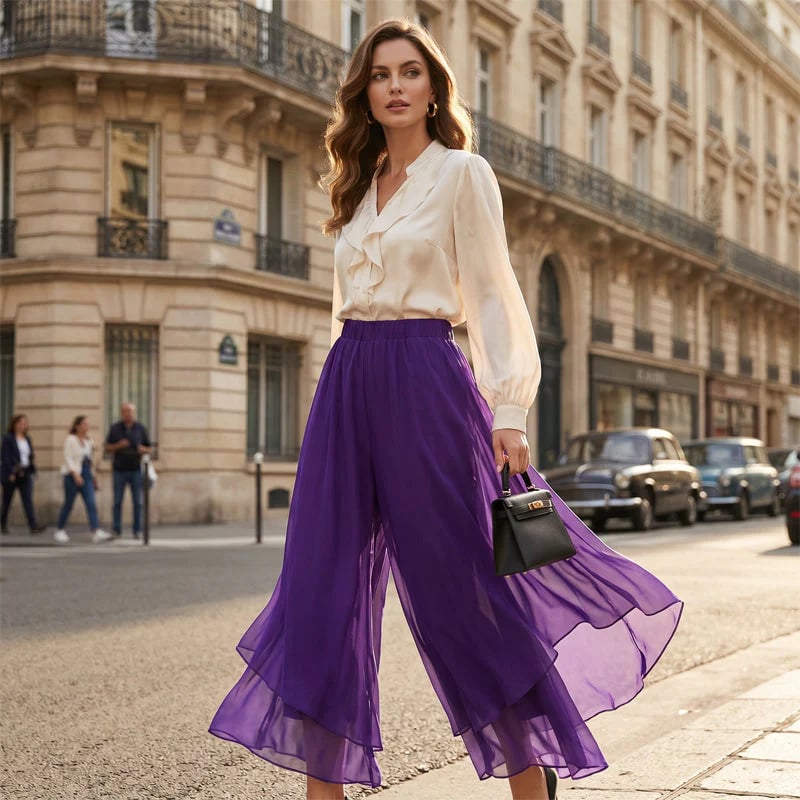 🔥Last Day 70% OFF🔥Women's Asymmetrical Chiffon Wide-Leg Pants