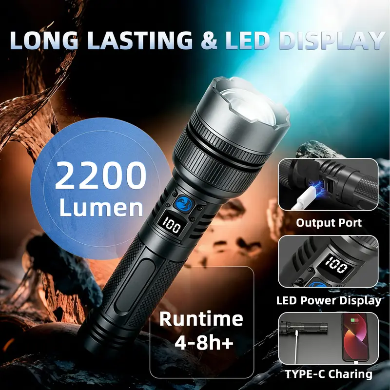 2-in-1 Strong Flashlight (Power Bank)