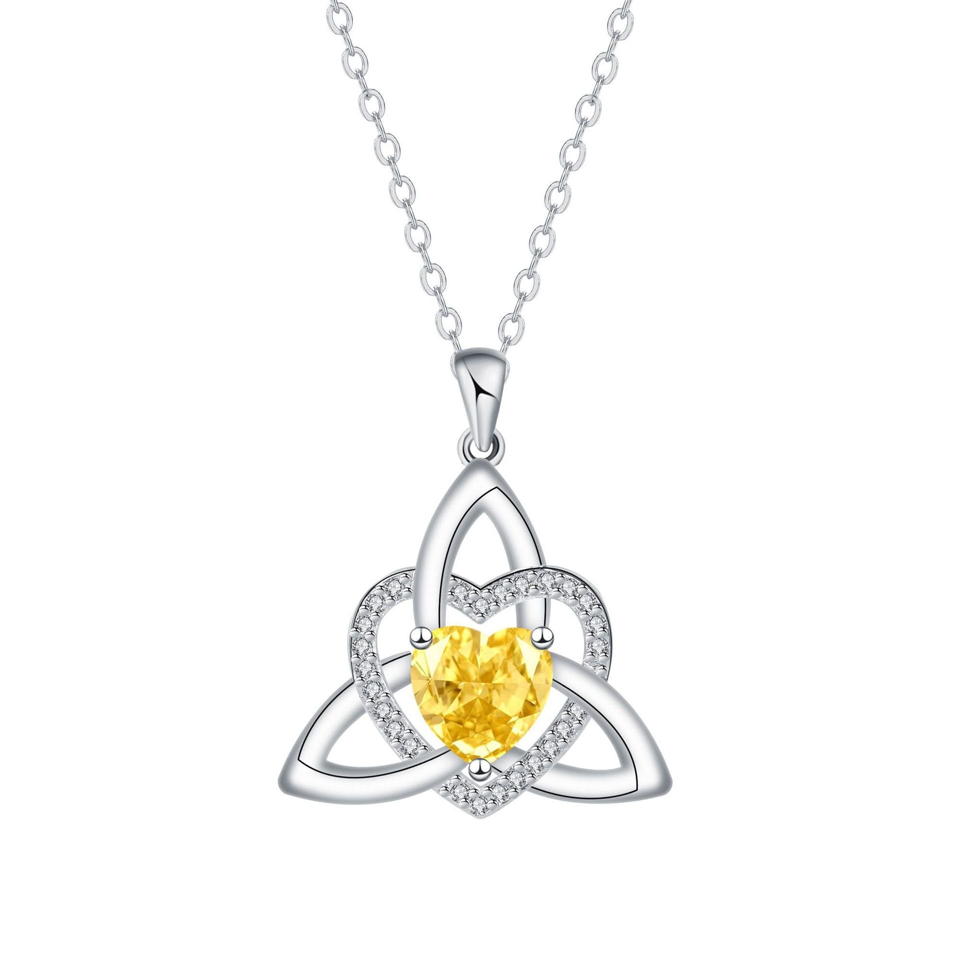 🔥 Last Day 70% OFF🔥Birthstone Celtic Trinity Knot Heart Necklace✨ Heart Shape Celtic Trinity Knot Birthstone Pendant