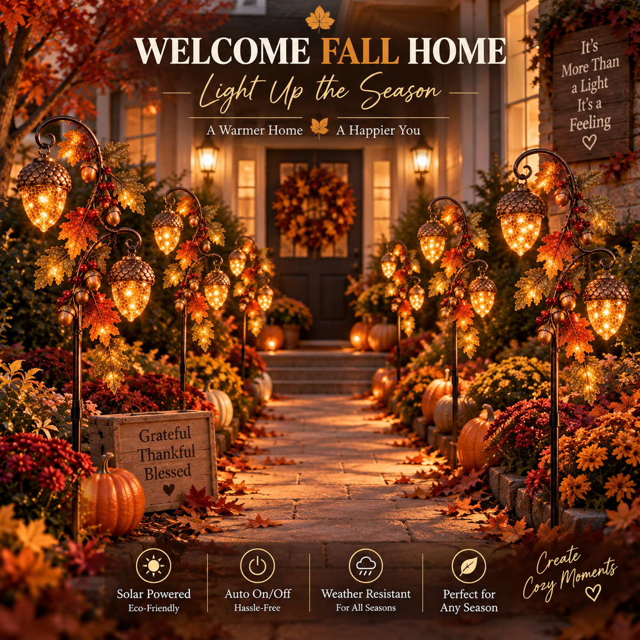 🔥 Last Day 70% OFF-🍁 Autumn Acorn Glow™ – Solar Double Acorn Garden Stake Light