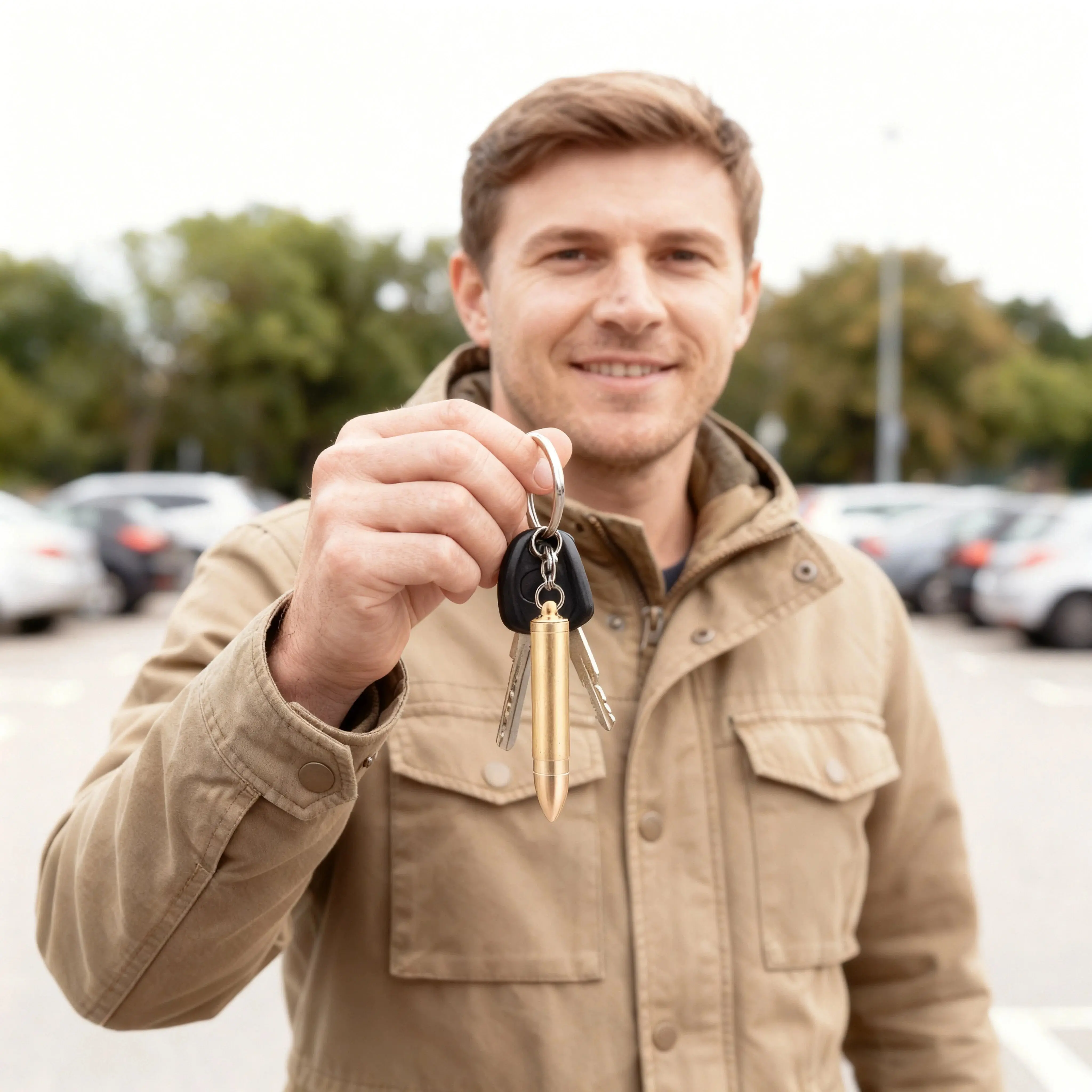 Army Style Metallic Bullet Keychain, Tactical Military Design - Perfect for Car Mirror/Backpack Decoration & Unique Holiday Gift