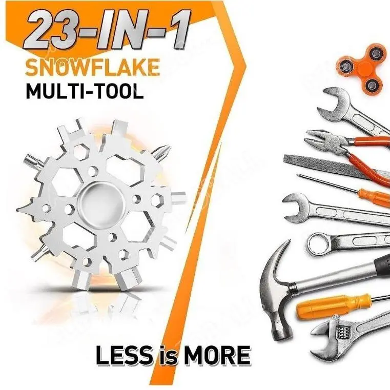 23-in-1 Snowflake Spinner Wrench – Multi-Tool with Screwdrivers, Bottle Opener & Stress Relieving Fidget Toy.