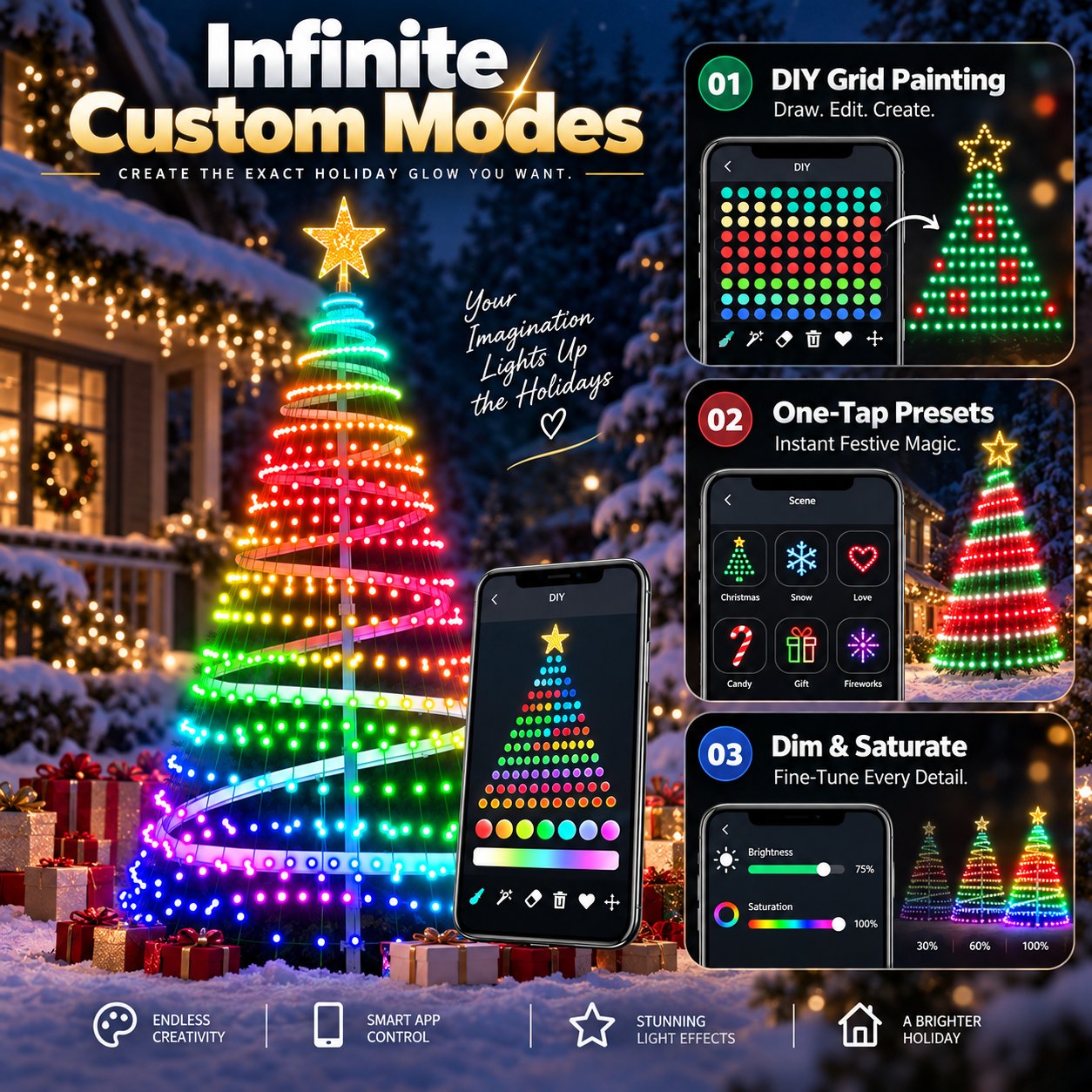 🔥Last Day 70% OFF - 🎄Smart Christmas Tree Lights | Zero Tangling, Infinite Colors ✨