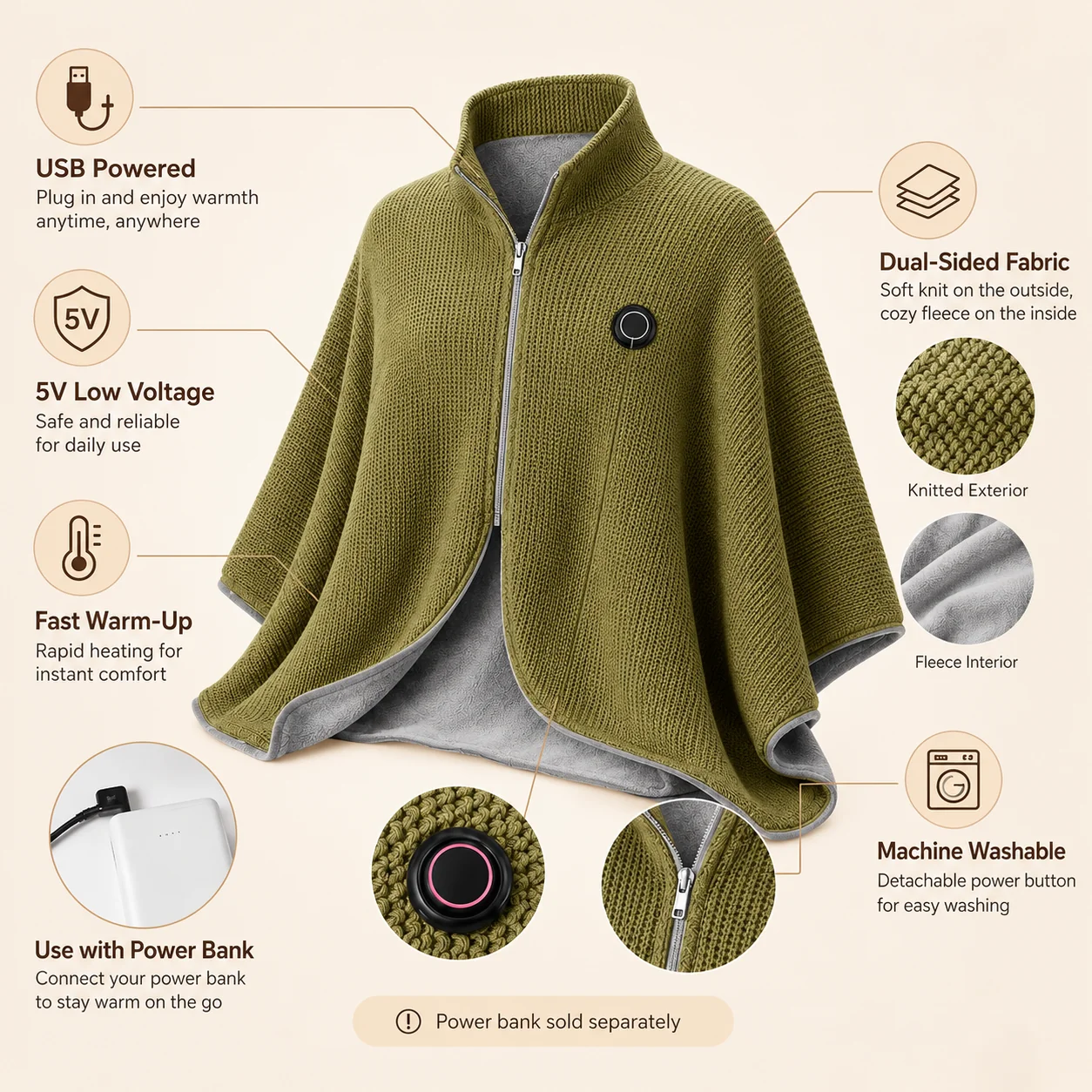 🔥 Last Day 70% OFF 🧣 Wearable Heated Blanket – Cozy Hands-Free Warmth☀️