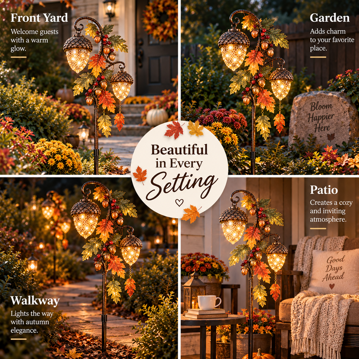 🔥 Last Day 70% OFF-🍁 Autumn Acorn Glow™ – Solar Double Acorn Garden Stake Light