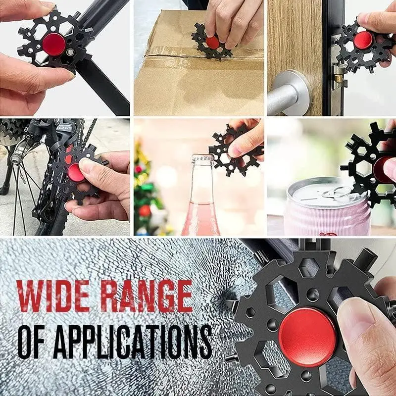 23-in-1 Snowflake Spinner Wrench – Multi-Tool with Screwdrivers, Bottle Opener & Stress Relieving Fidget Toy.