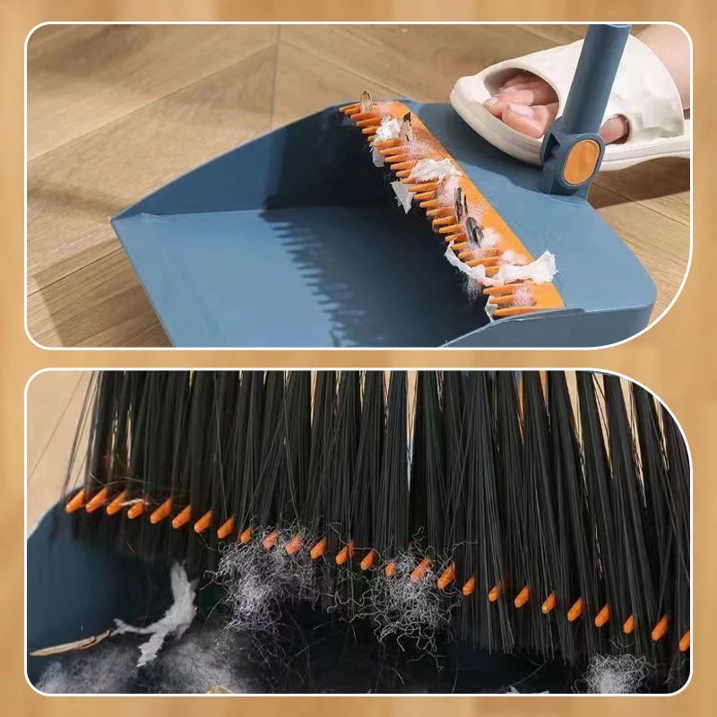 Stand-Up Dustpan Set with 180° Rotating Broom