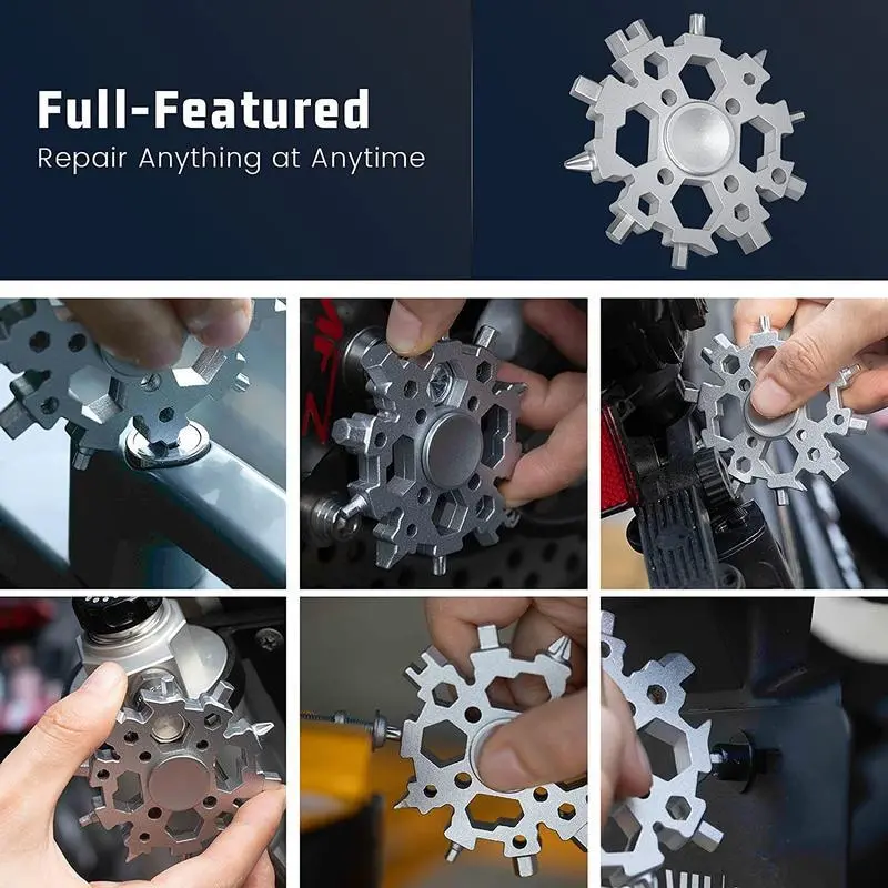 23-in-1 Snowflake Spinner Wrench – Multi-Tool with Screwdrivers, Bottle Opener & Stress Relieving Fidget Toy.