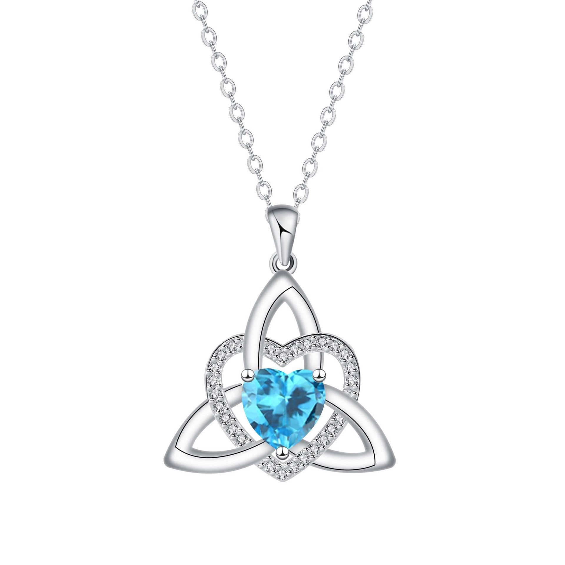 🔥 Last Day 70% OFF🔥Birthstone Celtic Trinity Knot Heart Necklace✨ Heart Shape Celtic Trinity Knot Birthstone Pendant