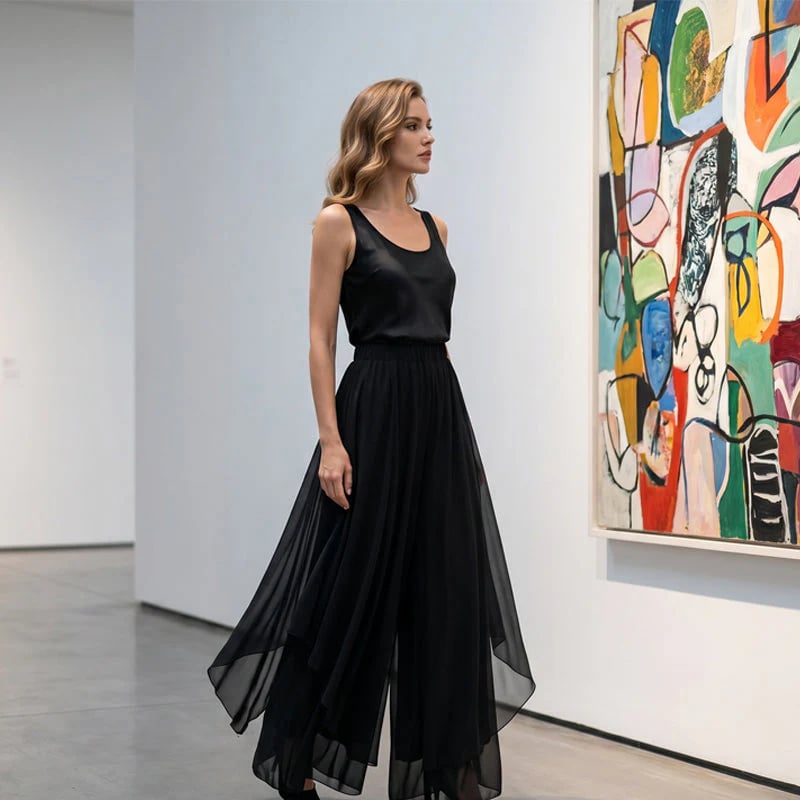 🔥Last Day 70% OFF🔥Women's Asymmetrical Chiffon Wide-Leg Pants