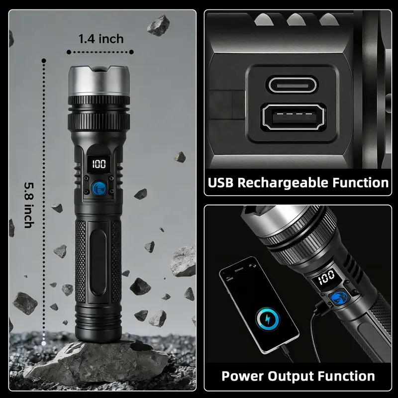 2-in-1 Strong Flashlight (Power Bank)