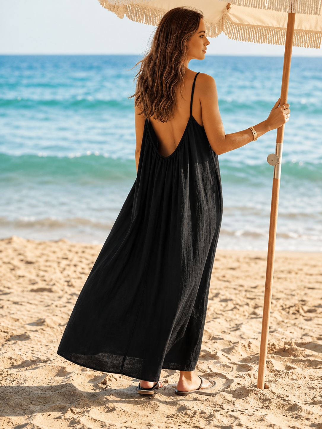 🔥LAST DAY 70% OFF - 💃Backless Spaghetti Strap Maxi Dress