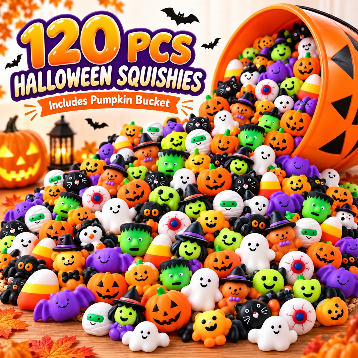 🔥Last Day 70% OFF - 🎃 30PCS Halloween Mochi Squishy Toys with Pumpkin Buckets