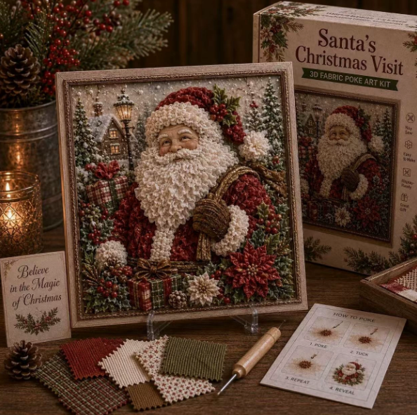 🔥 LAST DAY 50% OFF – 🎄🧵 Premium 3D Christmas Fabric Poke Art Kit | No-Sew Holiday Craft 