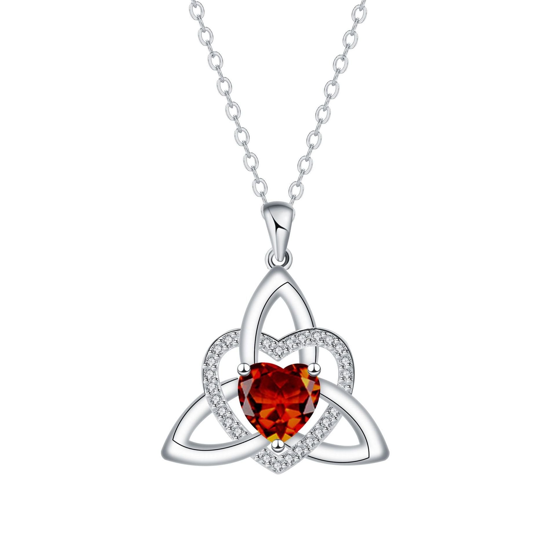 🔥 Last Day 70% OFF🔥Birthstone Celtic Trinity Knot Heart Necklace✨ Heart Shape Celtic Trinity Knot Birthstone Pendant