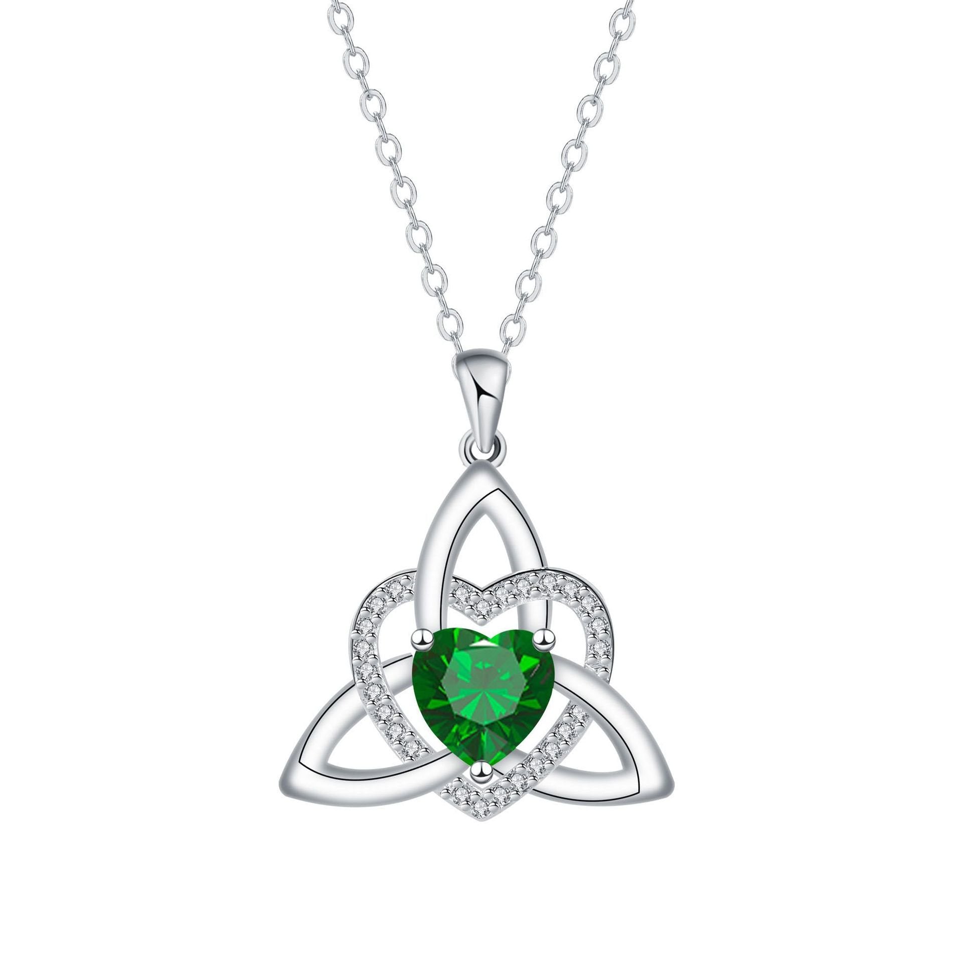 🔥 Last Day 70% OFF🔥Birthstone Celtic Trinity Knot Heart Necklace✨ Heart Shape Celtic Trinity Knot Birthstone Pendant