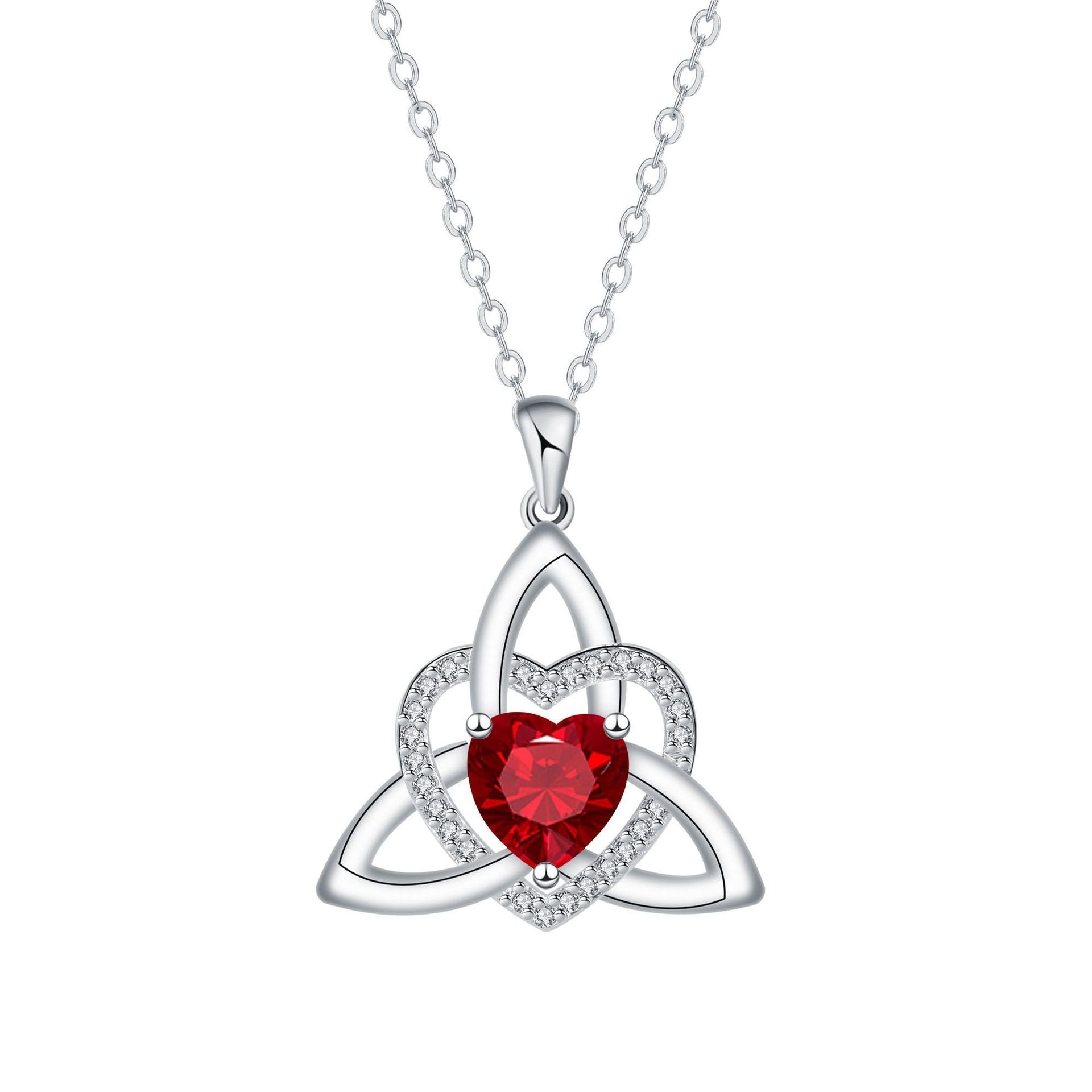 🔥 Last Day 70% OFF🔥Birthstone Celtic Trinity Knot Heart Necklace✨ Heart Shape Celtic Trinity Knot Birthstone Pendant