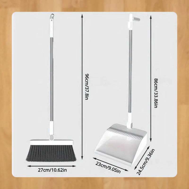 Stand-Up Dustpan Set with 180° Rotating Broom