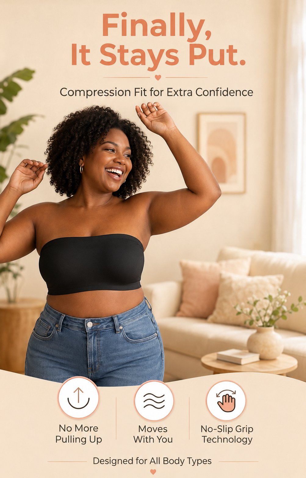 🔥LAST DAY 70% OFF -✨ Convertible Strapless Bandeau Bra with Wireless Comfort, Anti-Slip Grip 👍Suitable for All Body Types