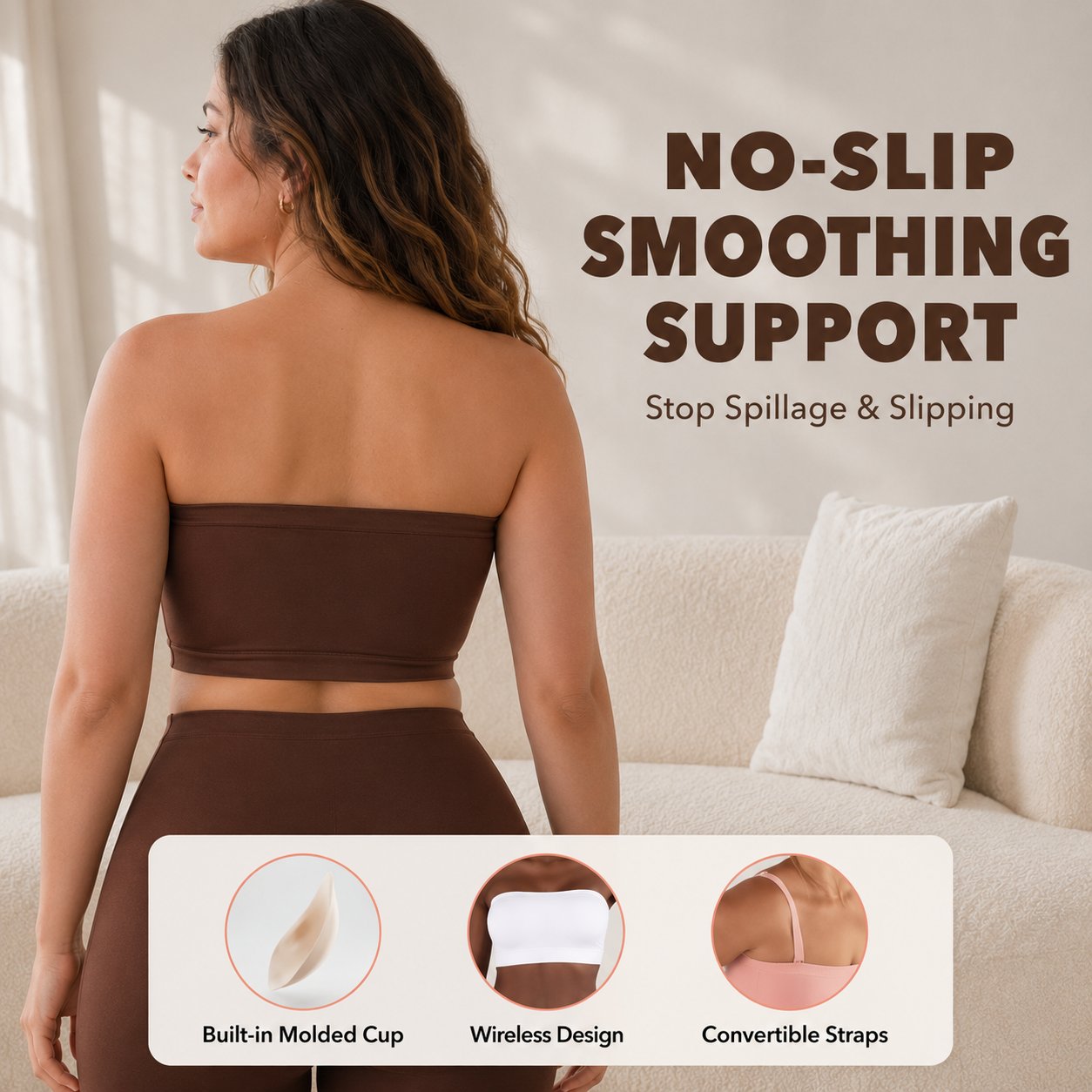 🔥LAST DAY 70% OFF -✨ Convertible Strapless Bandeau Bra with Wireless Comfort, Anti-Slip Grip 👍Suitable for All Body Types